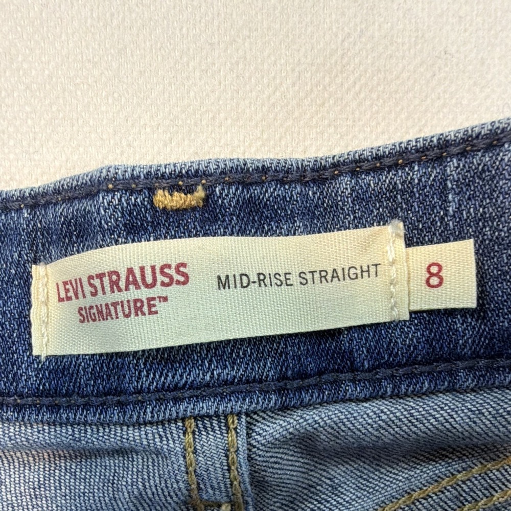 Levi Strauss Signature Women's 8 Mid-Rise Straight Stretch Medium Wash Classic - Picture 8 of 15